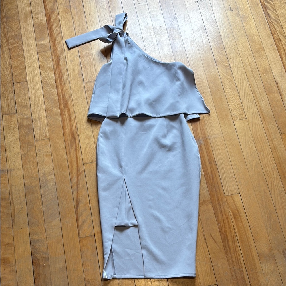 Elegant One-Shoulder Gray/Blue Dress